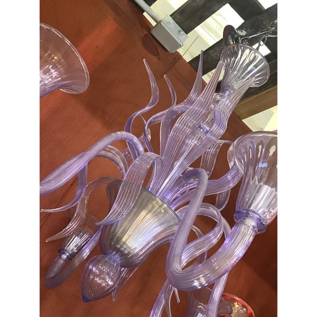 Modern Glicine Wisteria-Inspired Murano Glass Chandelier For Sale - Image 4 of 5