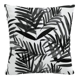 18" Indoor/Outdoor Pillow Black and White Cali Palm For Sale