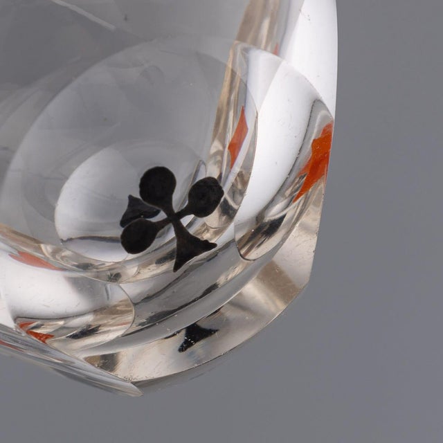 Red Vintage French Silver-Mounted Cut Glass Dice Thrower, 1931 For Sale - Image 8 of 12
