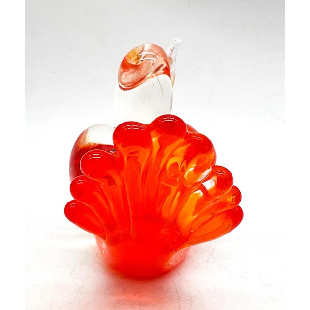 Orange & Clear Murano Sommerso Glass Bird – 20th Century – Italian Modern / Collectible Glass For Sale In Houston - Image 6 of 10