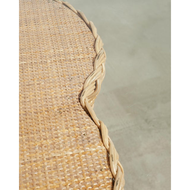 Late 20th Century Michael Taylor Attributed Scalloped Rattan Wicker Dining Table For Sale - Image 5 of 18