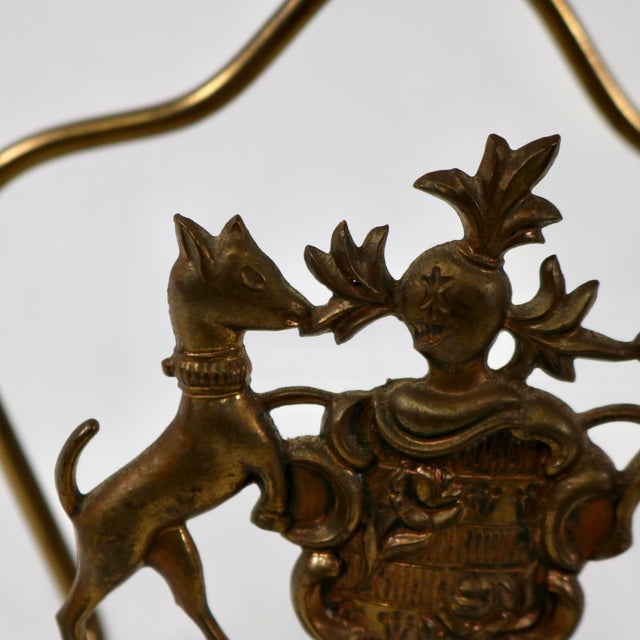 Wonderful vintage Italian brass letter holder. A Knight, a Coat of Arms, a Deer and a Fox are cast in the front of the...