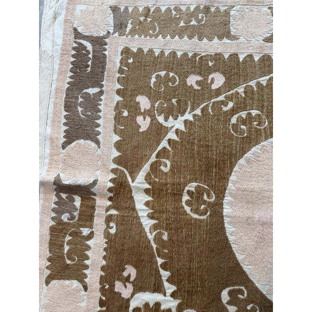 Suzani Embroidery Wall Decor — Boho Embroidery 4'6'' X 5'6'' For Sale - Image 9 of 12