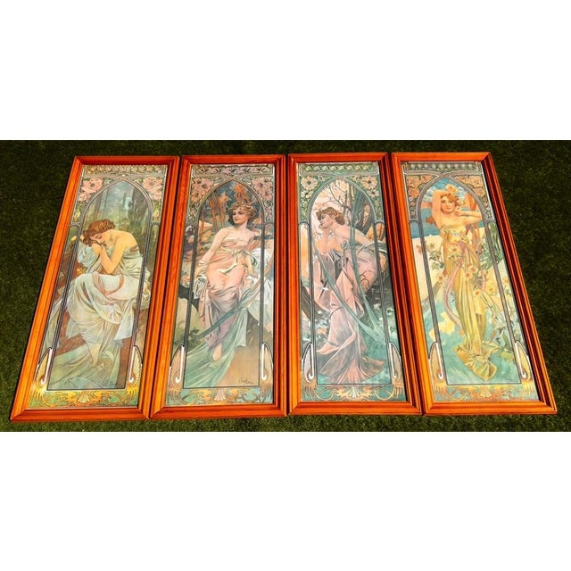 1970s Alphonse Mucha, The Hours of the Day, 1970s, First Edition Archival Pigment Prints in Period Wood Frames, Set of 4 For Sale - Image 5 of 18