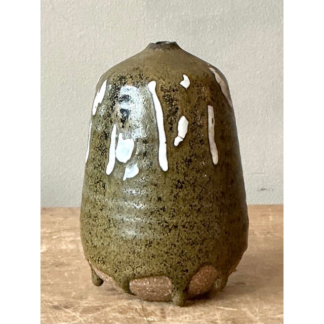 Vintage Boho Original Studio Pottery Weed Vase For Sale - Image 4 of 8