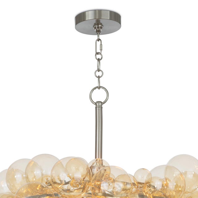 Contemporary Bubbles Chandelier, Brushed Nickel with Amber Glass For Sale - Image 3 of 7