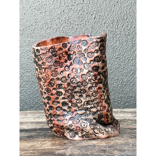 Mid-Century Modern Vintage Aboriginal Studio Pottery Dot Vase For Sale - Image 3 of 12