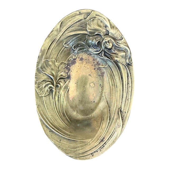 Vintage Art Nouveau Brass Bowl For Sale