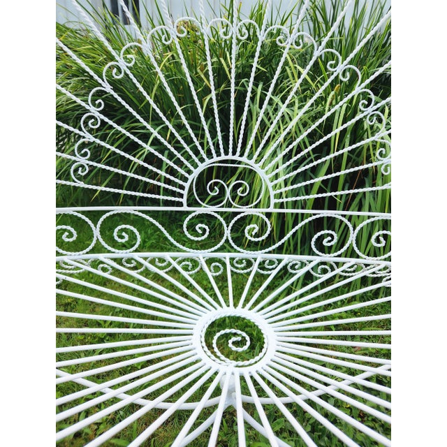 Vintage White Metal Salterini Style Peacock Settee For Sale - Image 9 of 12