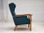 Danish Highback Armchair in Turkis-Green Wool and Oak Wood, 1970s For Sale - Image 10 of 18