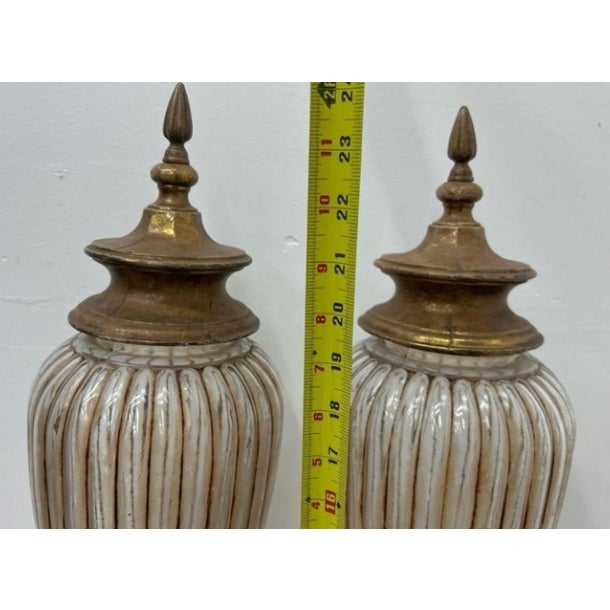 Pair of Neoclassical Covered Glass Urns From the Set of Frasier (2003) For Sale - Image 4 of 4