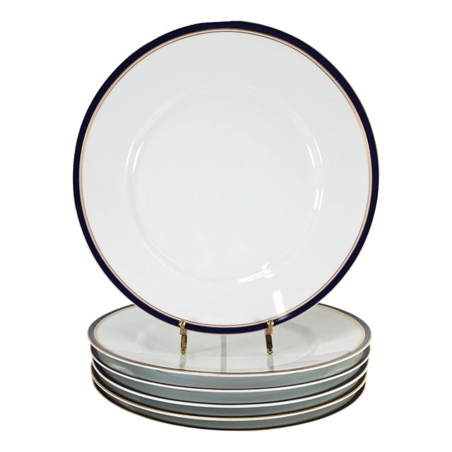 Raynaud Ceralene Limoges Diplomat Blue Dinner Plates – Set of 6, 10 7/8” France For Sale