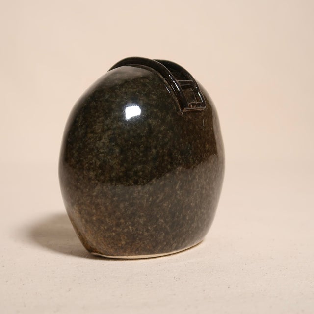 2010s Modernist Studio Pottery Round Wabi Sabi Bud Vase in Deep Earth Tone Glaze For Sale - Image 5 of 9