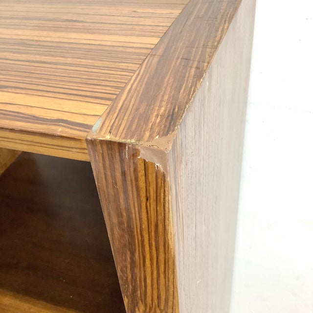 Modern Zebrawood Cubby Shelf With Chrome Sled Base, Fits Vinyl Records For Sale - Image 16 of 18