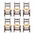 20th Century Set of Six Catalan Chairs in Carved Walnut and Caned Seats For Sale