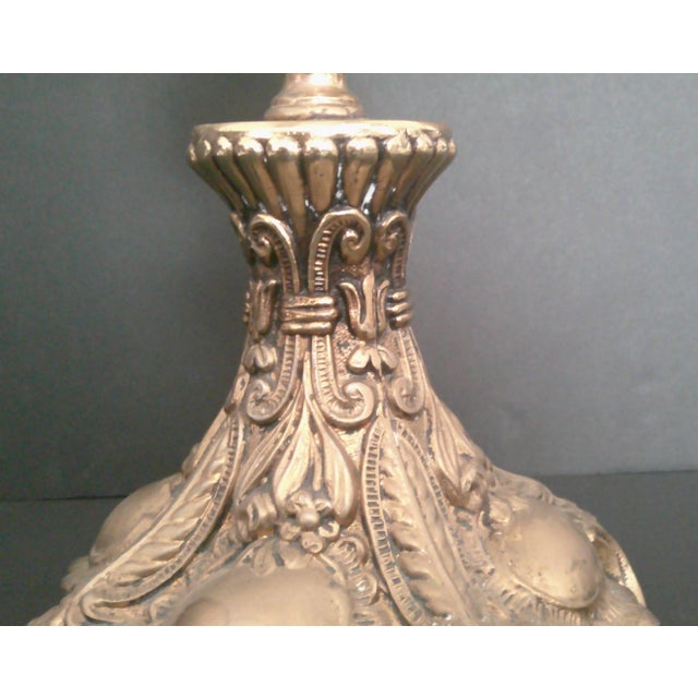 Vintage Old Retro Brass Candelabra Brevettato/European Style 5-Arm For Sale - Image 11 of 18