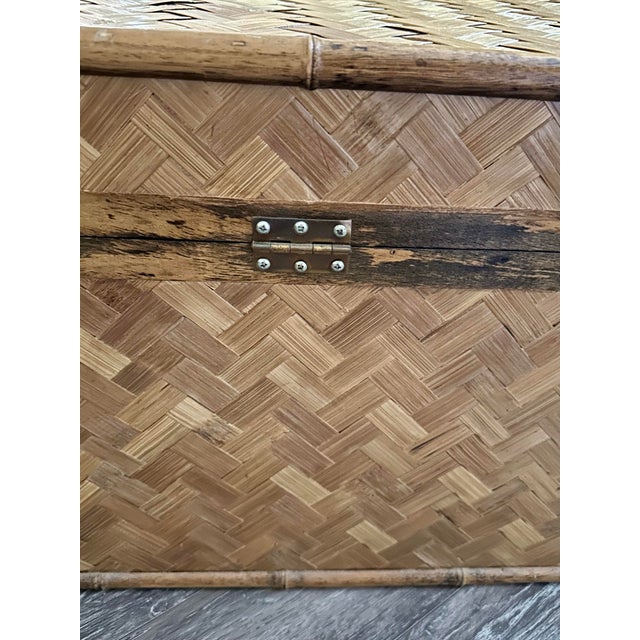 Vintage 1970s Asian Style Woven Rattan and Bamboo Storage Chest For Sale - Image 11 of 12