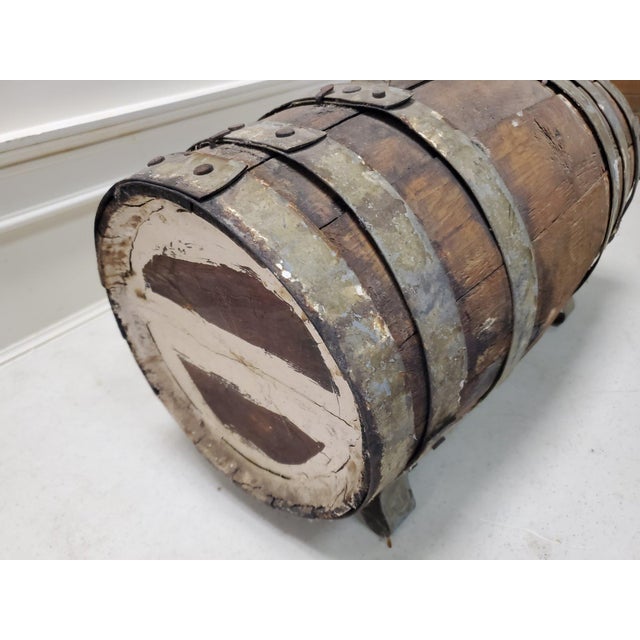 Wood Antique 19th Century Naval Merchantman Grog Barrel With Iron Bale Handle For Sale - Image 7 of 10