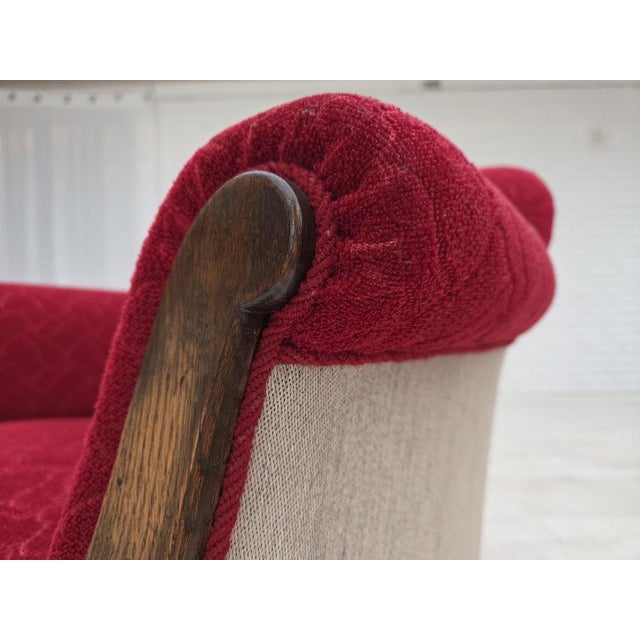 Danish Armchair in Red and Light Grey Wool and Oak, 1950s For Sale - Image 12 of 18