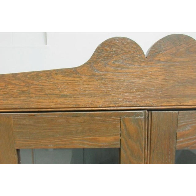 1980s Antique Oak chestnut Hanging Corner Cabinet Cupboard Display Hutch For Sale - Image 5 of 11