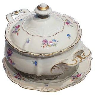 German Porcelain Tureen and Charger by VEB R,Reichenbach, Set of 3 For Sale