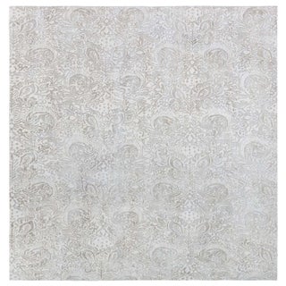 Contemporary Damask Gray With Taupe Silk Rug "Fernlight" by Doris Leslie Blau For Sale