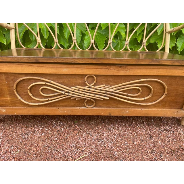 Wooden and Rattan Children's Bench, 1950s For Sale - Image 6 of 10