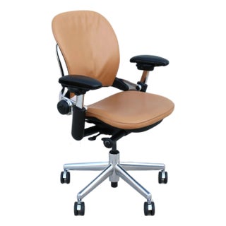 Steelcase Leap Coach Limited Edition Ergonomic Desk Chair in Camel Tan Leather For Sale