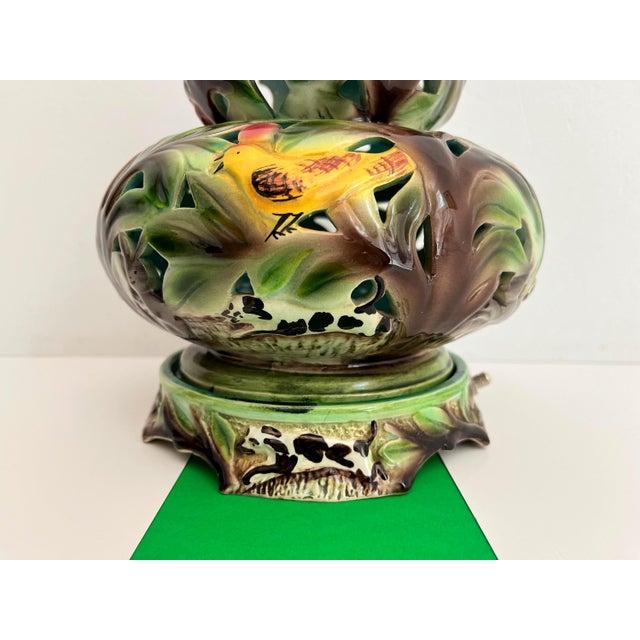 Ceramic 1950s Italian Flora & Fauna Lamp For Sale - Image 7 of 17