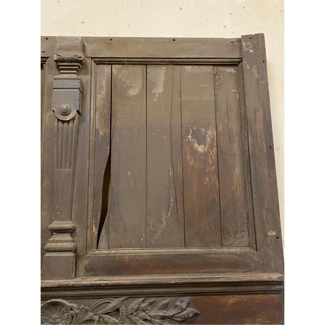 Brown Antique Neoclassical Style Carved Wood Wall Panel Arcitectural Salvage For Sale - Image 8 of 9