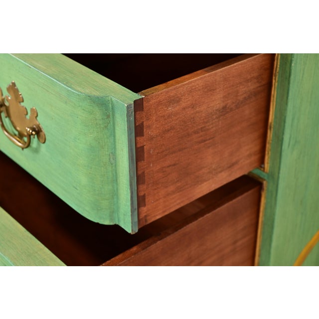Wood Kindel Furniture Georgian Hand-Painted Block Front Chest of Drawers For Sale - Image 7 of 15