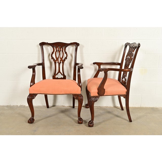 Baker Furniture Chippendale Carved Mahogany Dining Chairs, Set of Ten For Sale - Image 10 of 12