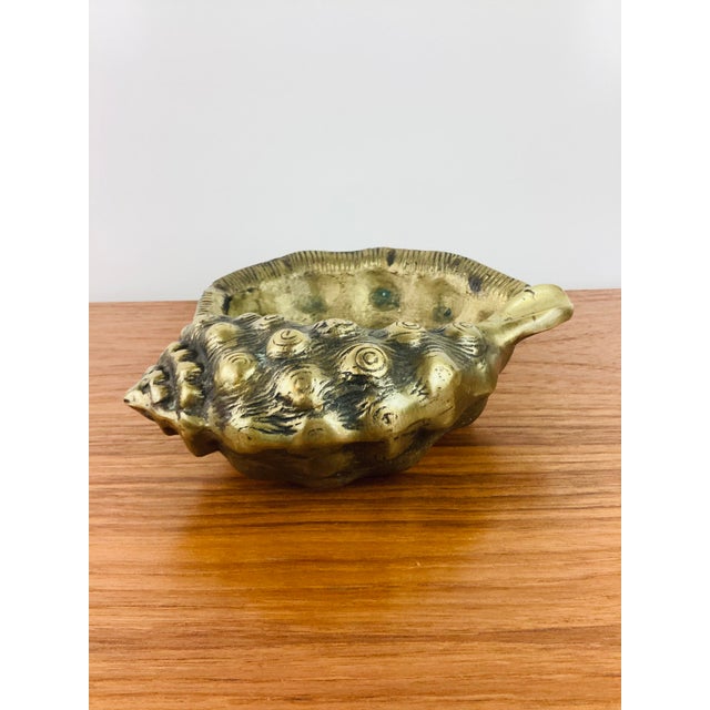 1970s Vintage 1970s Brass Sea Shell Planter / Vessel For Sale - Image 5 of 6