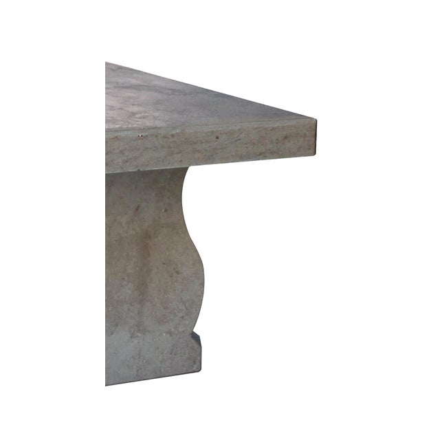 Custom French Limestone Trestle Table With Lyre-Form Supports For Sale - Image 4 of 4