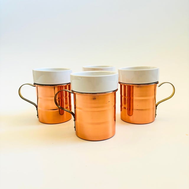 Vintage Copper and Ceramic Mugs - Set of 4 - Made in Korea For Sale - Image 11 of 15