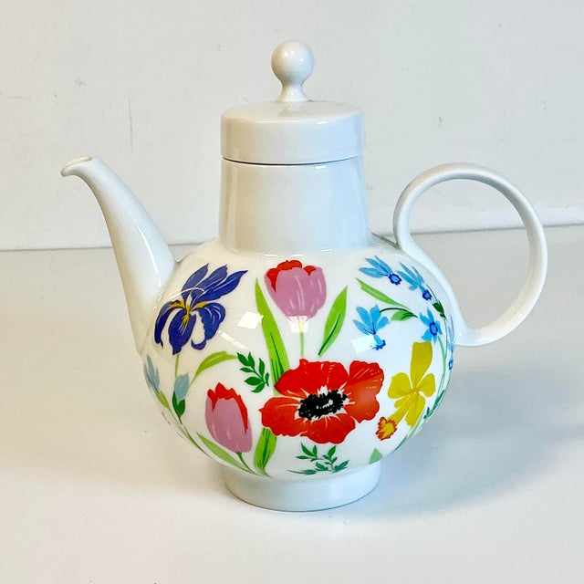 1970s Vintage Heinrich & Co German Boho Chic Hollywood Regency Flora Tea Pot For Sale - Image 12 of 15