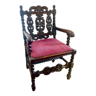 Gothic Revival Mahogany Arm Chair For Sale