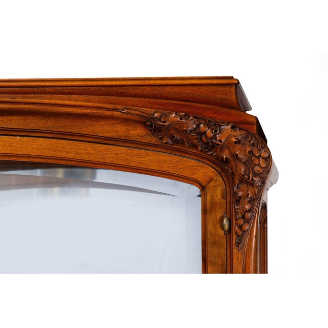 Wood Art Nouveau Carved and Burl Walnut Display Cabinet Circa 1900 For Sale - Image 7 of 18