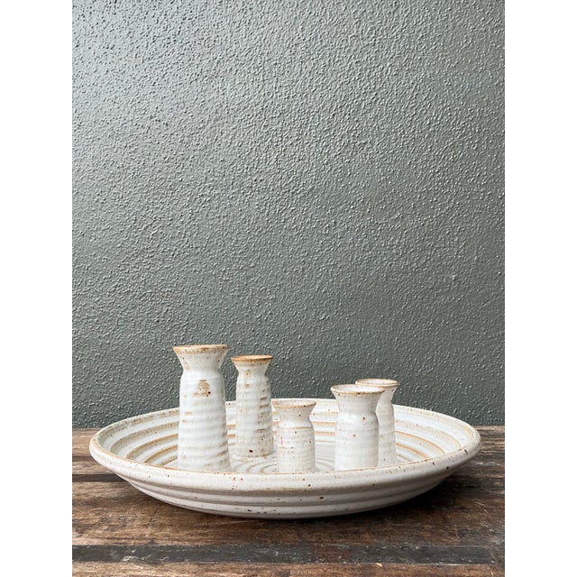 Vintage Original Studio Pottery Platter With Vases For Sale - Image 11 of 12