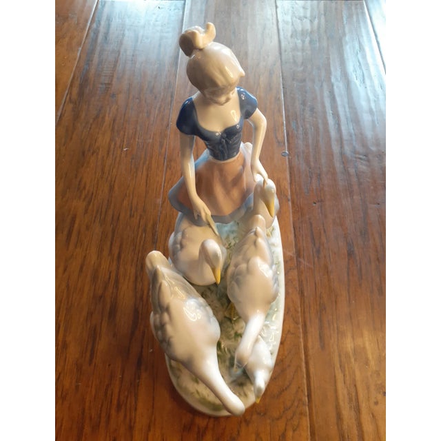 1950s 1950s Gerold Porzellan Bavaria West Germany Girl With Ducks Figurine For Sale - Image 5 of 8
