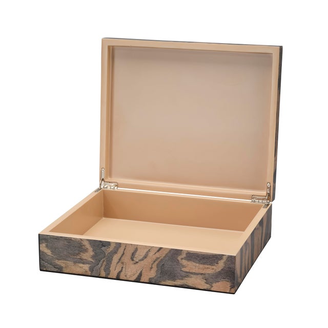 2020s Woodgrain Decorative Box, Navy Lacquer For Sale - Image 5 of 8