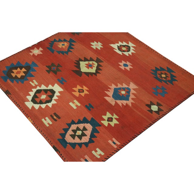 This vintage 3x3 Persian kilim is an Afghan tribal rug—handwoven in wool circa 1950-1960. Further on the Design: The...