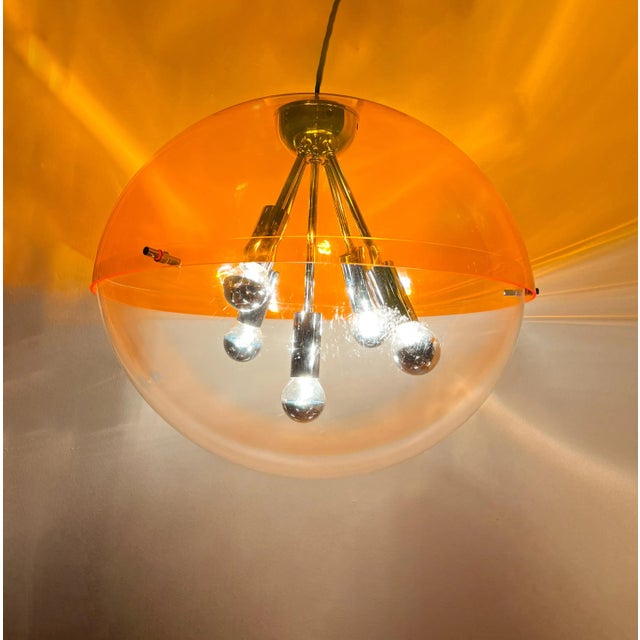Mid-Century Modern Space Age Orange Sphere Pendant Lamp attributed to Raak Amsterdam For Sale - Image 12 of 12