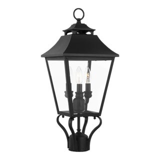 Sean Lavin by Visual Comfort Studio Galena 3-Light Outdoor Small Post Lantern in Textured Black For Sale