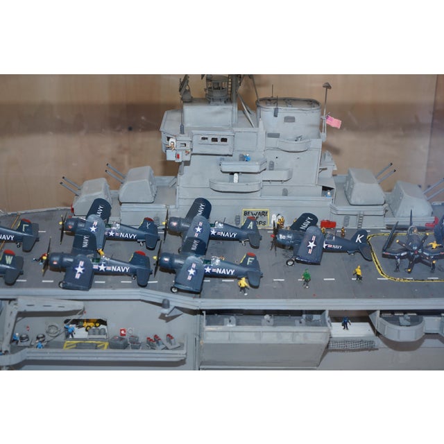 Brown Vintage WWII American Wood Light Aircraft Carrier Made by Sailors For Sale - Image 8 of 18