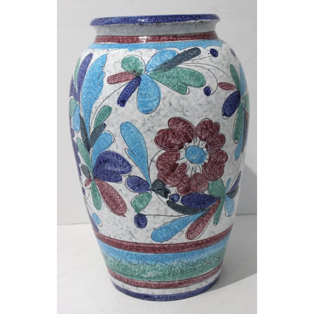 1970s 1970s Artisan Italian Terra Cotta Majolica Painted Urn For Sale - Image 5 of 10