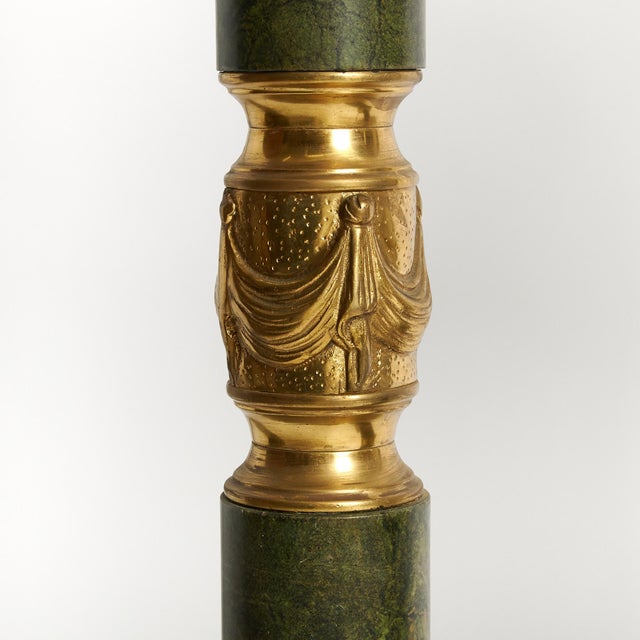 Army Green Italian Empire Style Gilt-Bronze / Green Marble Pedestals For Sale - Image 8 of 11