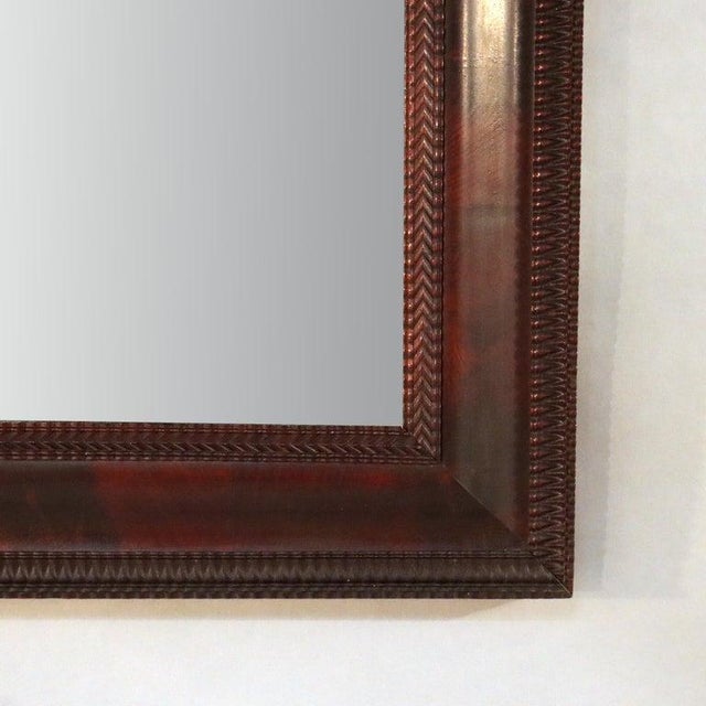 Large Antique Empire Flame Mahogany Ripple Edged Mirror C1840 For Sale - Image 4 of 9