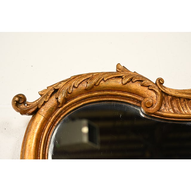 Romweber Antique Italian Rococo Louis XV Carved Giltwood Framed Wall Mirror, Circa 1900 For Sale - Image 4 of 9