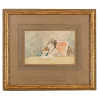 Georges D'Espanat, Figurative Scene, 20th Century, Drawing on Paper, Framed For Sale